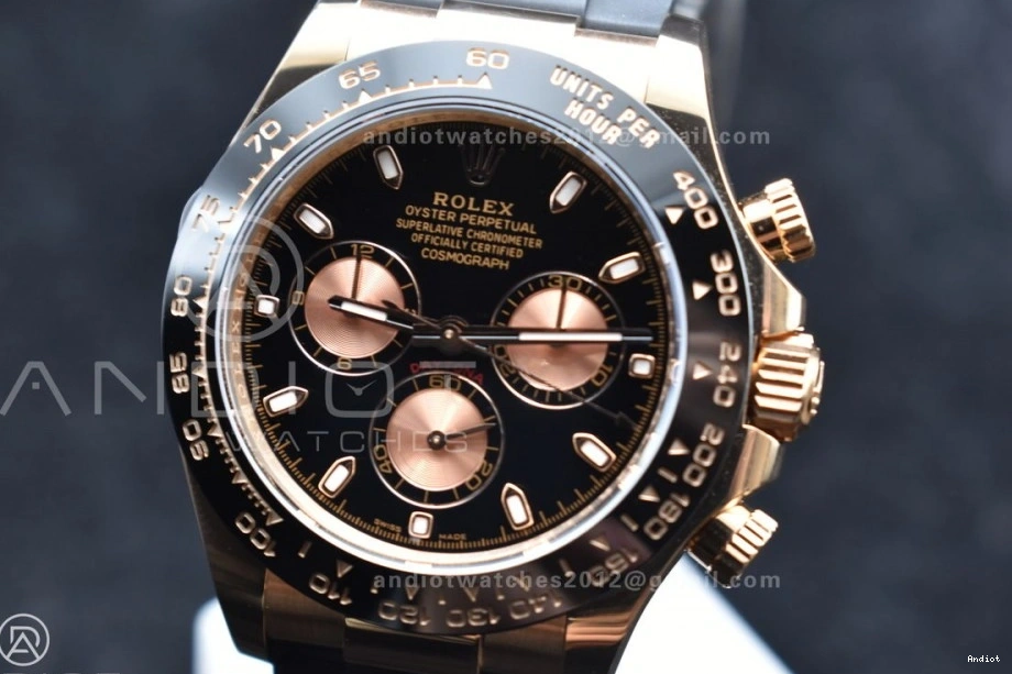 Best Daytona SH4130 116518 Oysterflex Strap RG 1:1 APSF Dial Rubber on Black Edition 0404